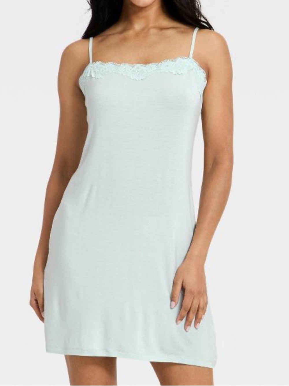 Auden Mint blue Lace-Trim Chemise dress o
